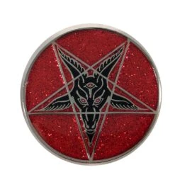 Kreepsville 666 Glitter Goat Baphomet Enamel Pin Badge Red