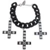 Inverted Cross Pentagram Bracelet Black