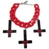Inverted Cross Skull Bracelet Red