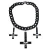 Inverted Cross Skull Necklace Black