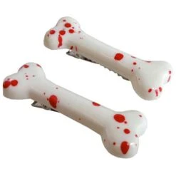 Mini Bone Hair Slides Blood Splattered