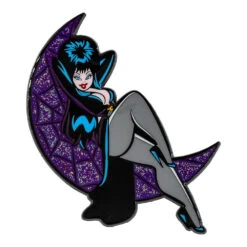 Elvira Crescent Moon Glitter Enamel Pin