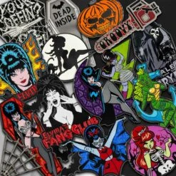 Elvira Crescent Moon Glitter Enamel Pin -Creepy Wear World BEECMG 5