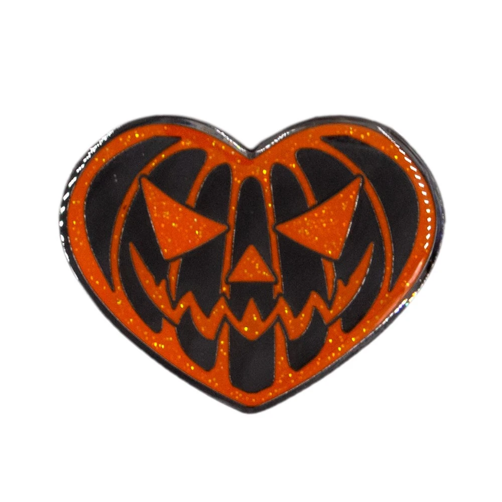 Pumpkin Heart Glitter Enamel Pin 1 Pumpkin Heart Glitter Enamel Pin