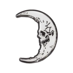 Skull Crescent Moon Glow Enamel Pin