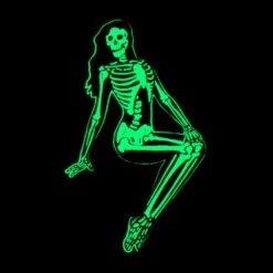 Skeleton Pin-up Girl Sitting Enamel Pin -Creepy Wear World BESKS 3