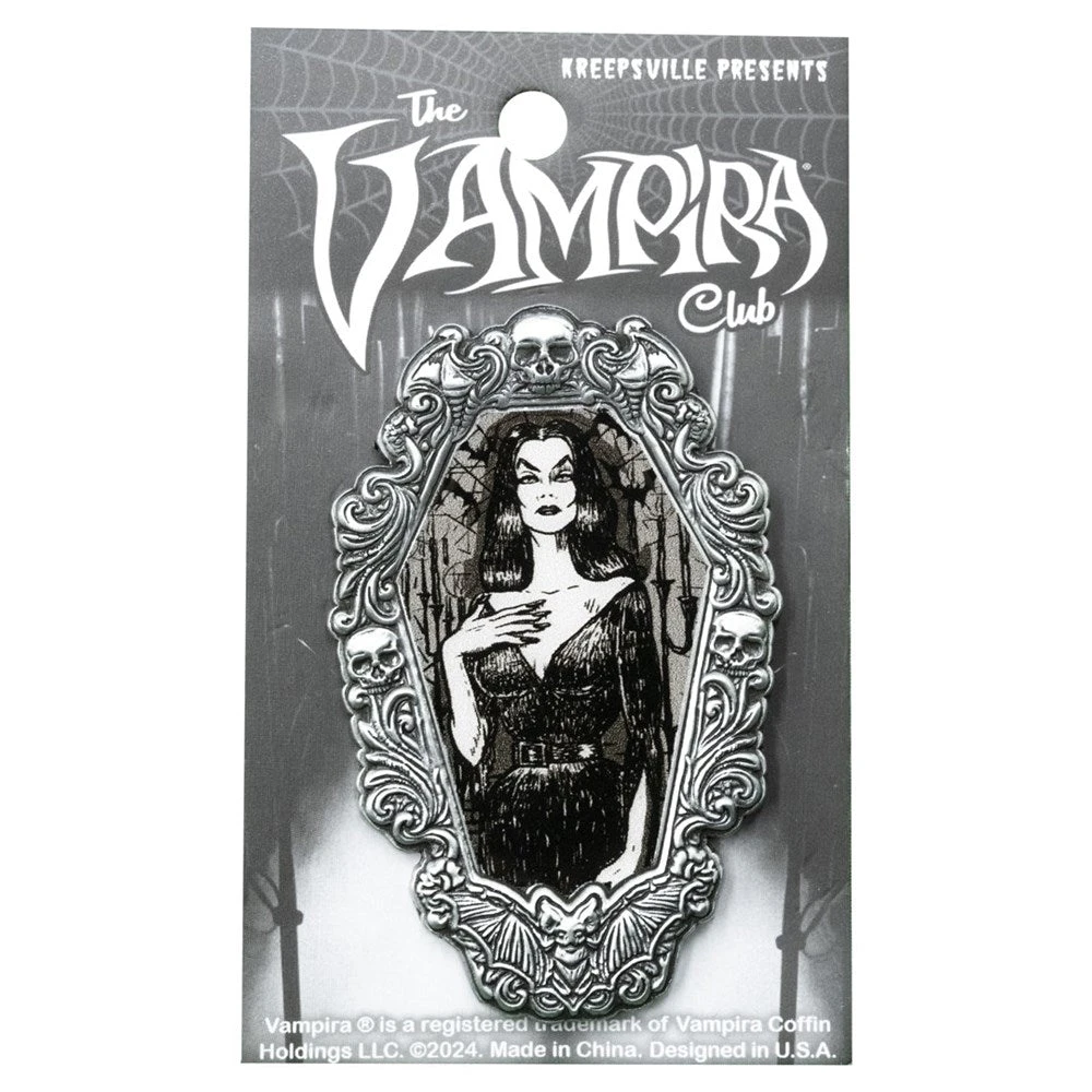 Vampira Gorey Gothic Frame Enamel Pin 2 Vampira Gorey Gothic Frame Enamel Pin - Image 2
