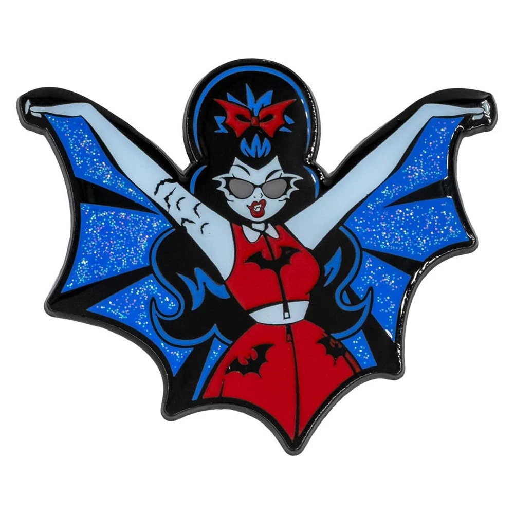 Vampire Girl Batwing Glitter Enamel Pin 1 Vampire Girl Batwing Glitter Enamel Pin