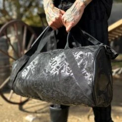 Skull Black Barrel Bag 11 Skull Black Barrel Bag -Creepy Wear World BGBSB 6