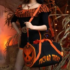Pumpkin Trick Or Treat Barrel Bag -Creepy Wear World BGBTT 5