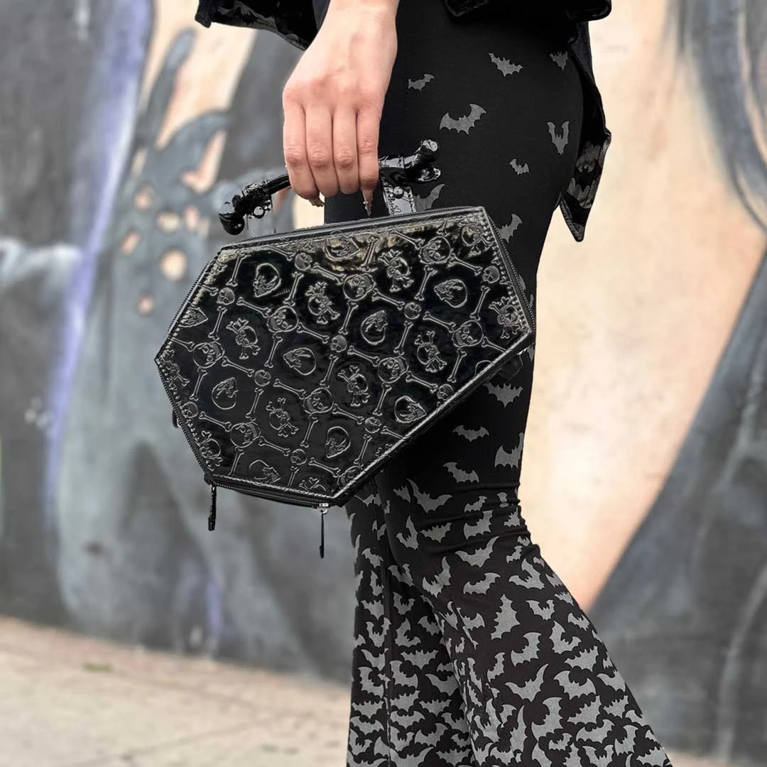 Embossed Patent Skull Crossbones Coffin Purse Bag 5 Embossed Patent Skull Crossbones Coffin Purse Bag - Image 5