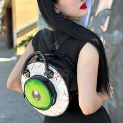 Eyeball Black Glitter Backpack Purse -Creepy Wear World BGEBBG 5