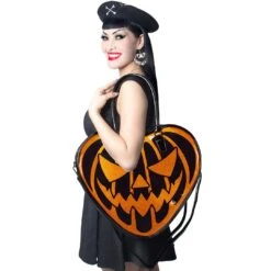 Pumpkin Glitter Heart Bag -Creepy Wear World BGHPG 5