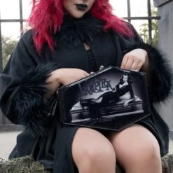 Vampira Skull Kiss Lock Deluxe Coffin Handbag -Creepy Wear World BGKLCVA 5