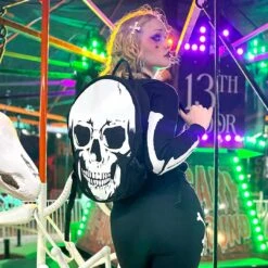 Big Skull Backpack White -Creepy Wear World BPBSW 4