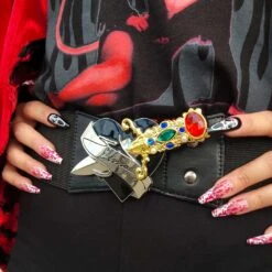 Elvira Dagger Elastic Waist Belt Black 10 Elvira Dagger Elastic Waist Belt Black -Creepy Wear World BTWEDB 5