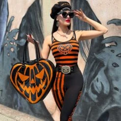Pumpkin Glitter Heart Bag -Creepy Wear World BTWTTPB 7