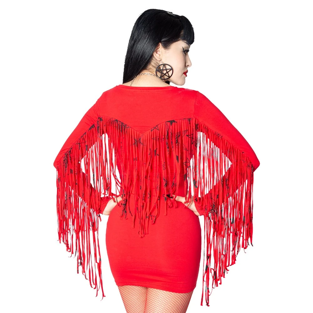 Fringe Satanic Stars Red Mini Dress 2 Fringe Satanic Stars Red Mini Dress - Image 2