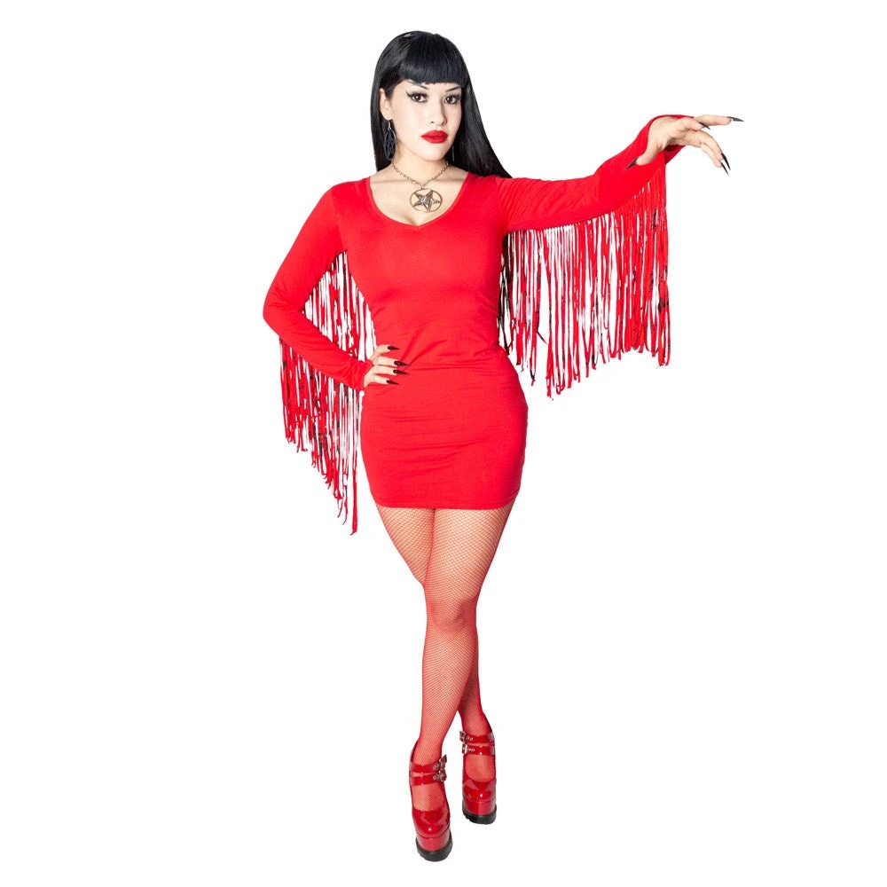 Fringe Satanic Stars Red Mini Dress 3 Fringe Satanic Stars Red Mini Dress - Image 3