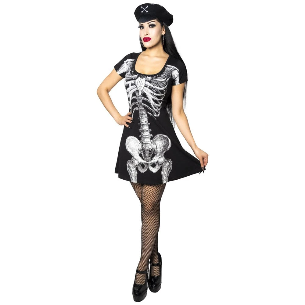 Skeleton White Flare Dress 2 Skeleton White Flare Dress - Image 2