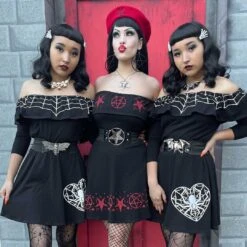 Ruffle Dress Web Heart -Creepy Wear World DRGWH 5