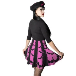 Bat Stripe Pink Skater Dress -Creepy Wear World DRSKBSP 3