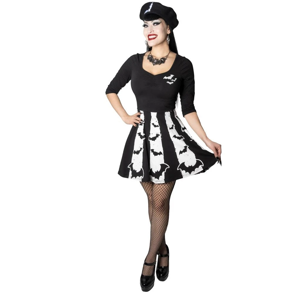 Bat Stripe White Skater Dress 2 Bat Stripe White Skater Dress - Image 2