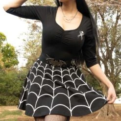 Kreepsville 666 Spiderweb White Skater Dress -Creepy Wear World DRSKSWW 4