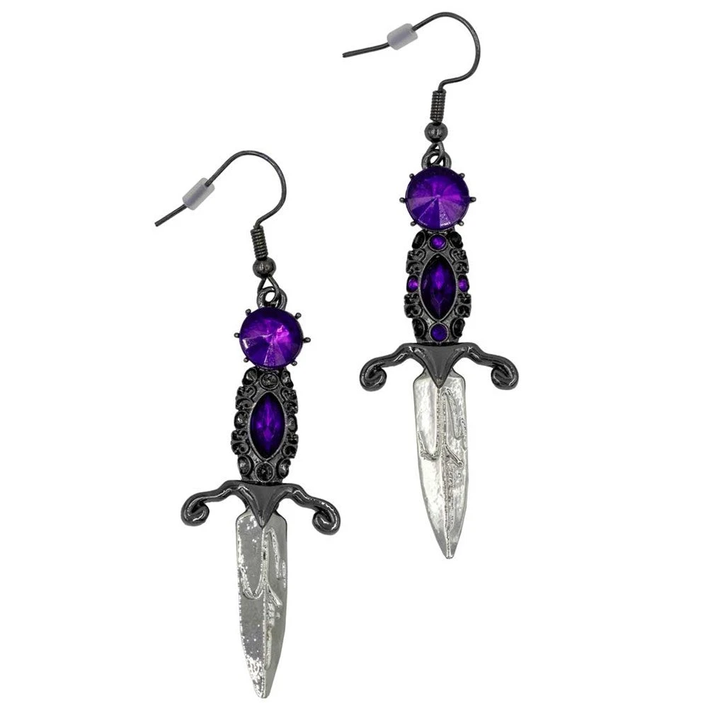 Elvira Dagger Earrings Purple 1 Elvira Dagger Earrings Purple