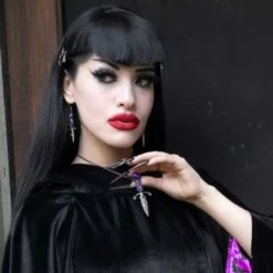 Elvira Dagger Earrings Purple 9 Elvira Dagger Earrings Purple -Creepy Wear World EEDP 5