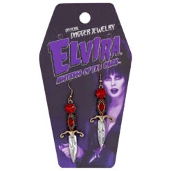 Elvira Dagger Earrings Red -Creepy Wear World EEDR 3