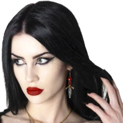 Elvira Dagger Earrings Red -Creepy Wear World EEDR 4