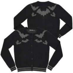 Bat Flock Grey Cardigan -Creepy Wear World GCBFG 3