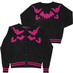 Bat Flock Pink Cardigan -Creepy Wear World GCBFP 3