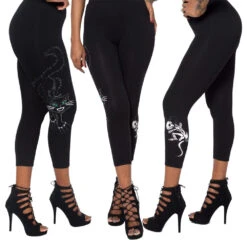 Black Cat N Mouse Capri Leggings