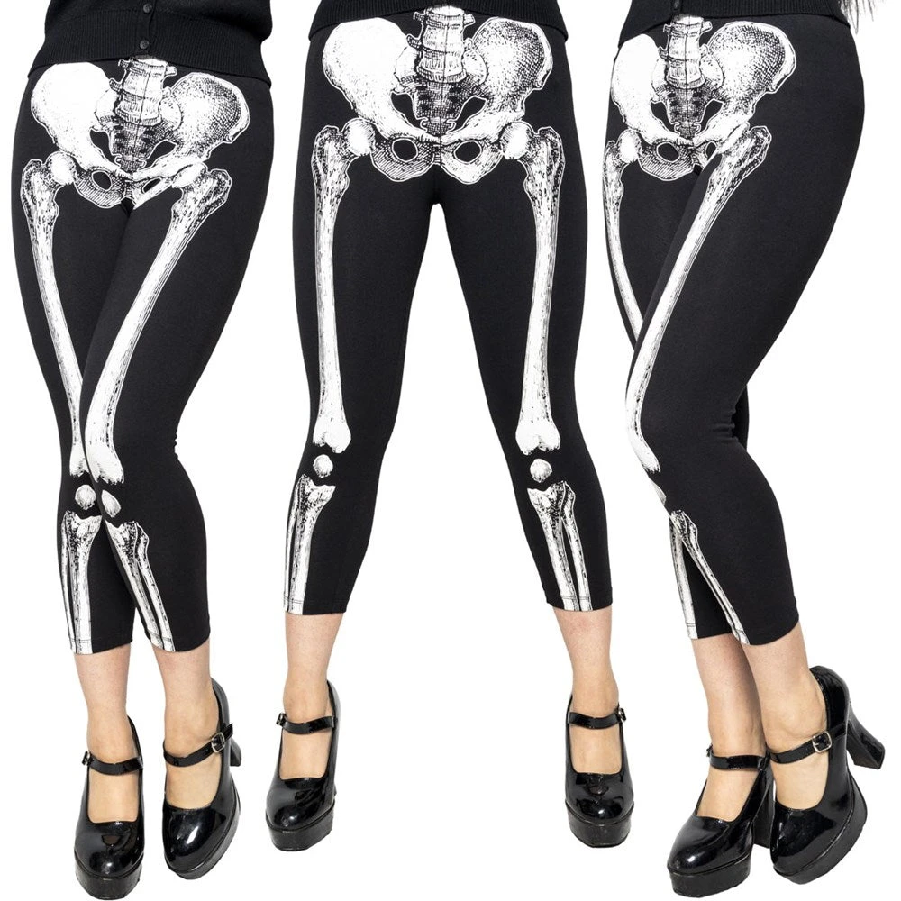 Skele-Bone White Capri Leggings 1 Skele-Bone White Capri Leggings