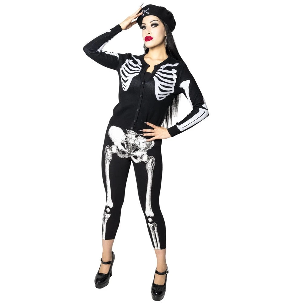 Skele-Bone White Capri Leggings 2 Skele-Bone White Capri Leggings - Image 2
