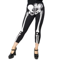Skele-Bone White Capri Leggings 5 Skele-Bone White Capri Leggings -Creepy Wear World GCPSBW 3