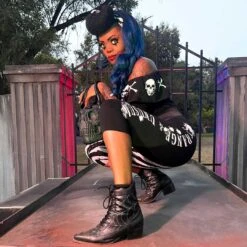 Strange & Unusual Stripe Capri Leggings 8 Strange & Unusual Stripe Capri Leggings -Creepy Wear World GCPSUS 4