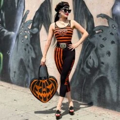 Trick Or Treat Stripe Capri Leggings -Creepy Wear World GCPTTS 5 4d1ce7f1 ca92 4a50 b38b 31ec41b807a5
