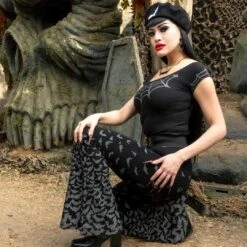 Bat Repeat Gradient Flare Leggings 9 Bat Repeat Gradient Flare Leggings -Creepy Wear World GFLBRG 5