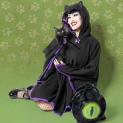 Black Cat Web Cape 10 Black Cat Web Cape -Creepy Wear World GHDCWC 5