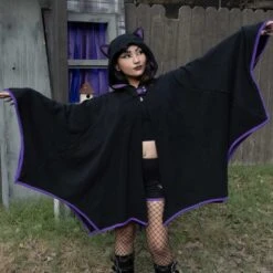 Black Cat Web Cape 11 Black Cat Web Cape -Creepy Wear World GHDCWC 6