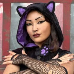 Black Cat Horror Hood 9 Black Cat Horror Hood -Creepy Wear World GHHCB 4