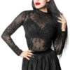 Spiderweb Mesh Mock Neck Top