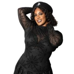 Spiderweb Mesh Mock Neck Top -Creepy Wear World GMTSWNT 4 e32aa637 ae01 4119 b673 378db5ff440f