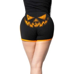 Pumpkin Trick Or Treat Womens Booty Shorts -Creepy Wear World GRSP 3