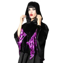 Bat Wing Velvet Purple Short Cape -Creepy Wear World GSCBWVB 3
