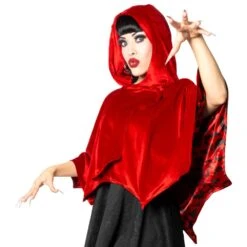 Bat Wing Velvet Red Short Cape -Creepy Wear World GSCBWVR 3