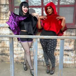 Bat Wing Velvet Red Short Cape -Creepy Wear World GSCBWVR 5